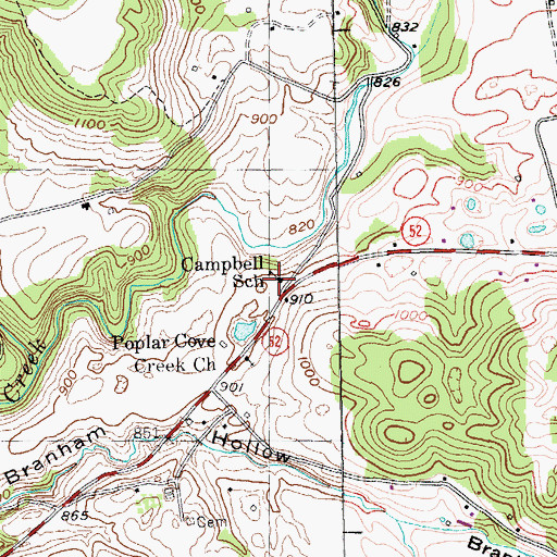 Topographic Map of Campbell School, TN