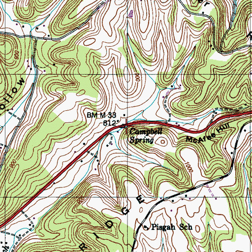 Topographic Map of Campbell Spring, TN