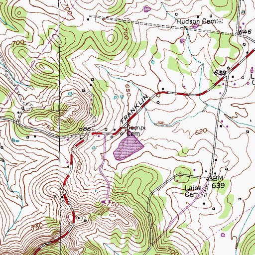Topographic Map of Camper Cemetery, TN
