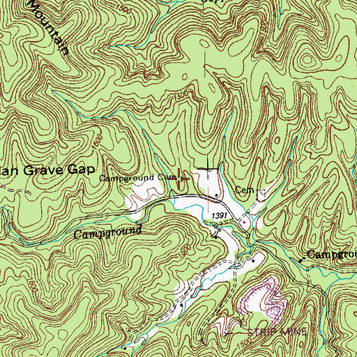 Topographic Map of Campground Cemetery, TN