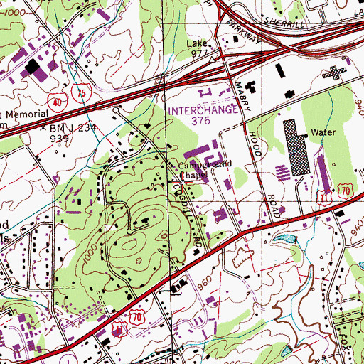 Topographic Map of Campground Chapel, TN