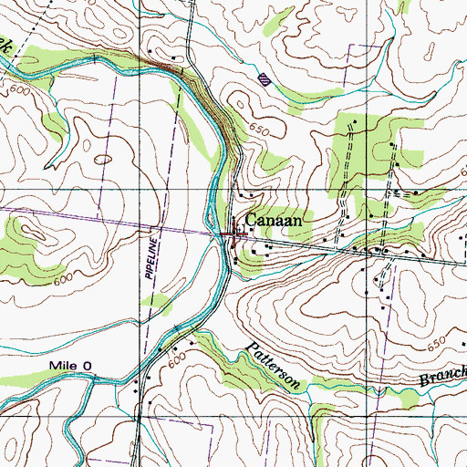 Topographic Map of Canaan, TN