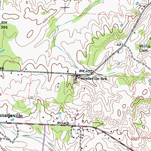 Topographic Map of Canadaville School, TN