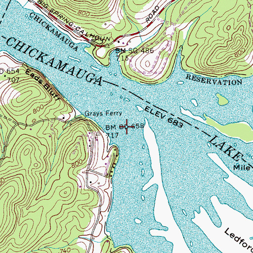 Topographic Map of Candies Creek Valley, TN