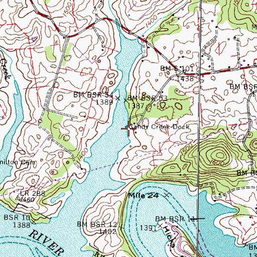 Topographic Map of Candy Creek Dock, TN