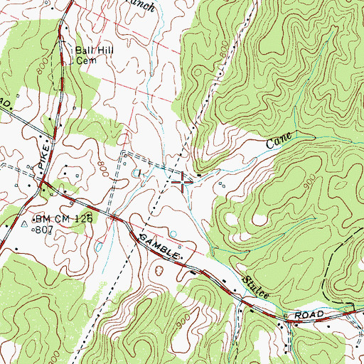 Topographic Map of Cane Branch, TN