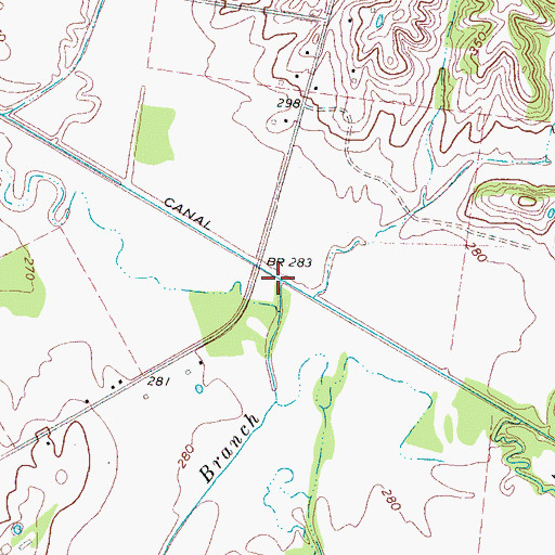Topographic Map of Cane Branch, TN