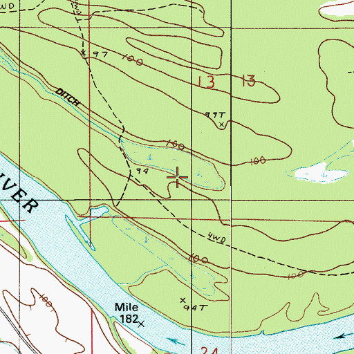 Topographic Map of Threemile Ditch, AL