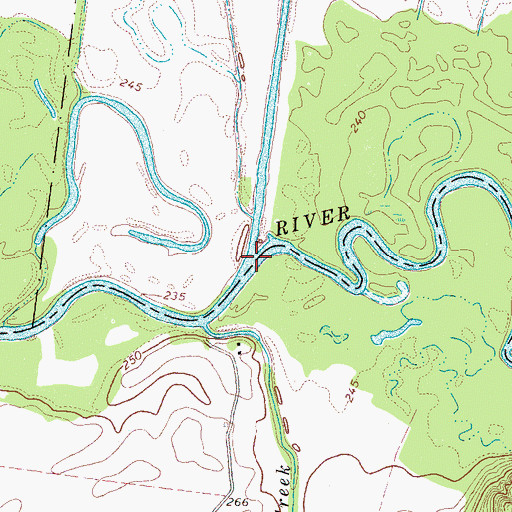 Topographic Map of Cane Creek, TN