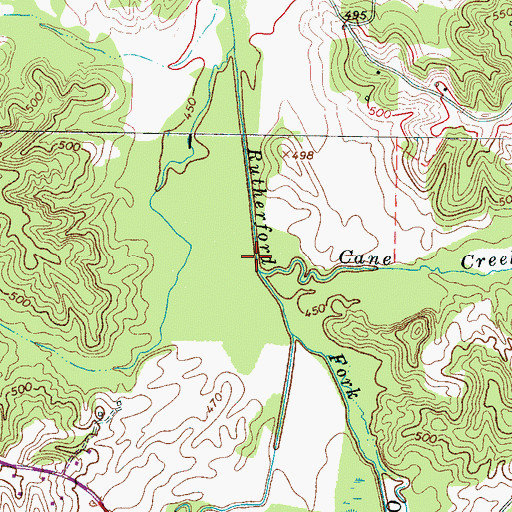 Topographic Map of Cane Creek, TN