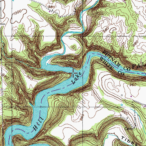 Topographic Map of Cane Creek, TN