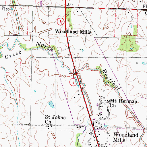 Topographic Map of Cane Creek, TN