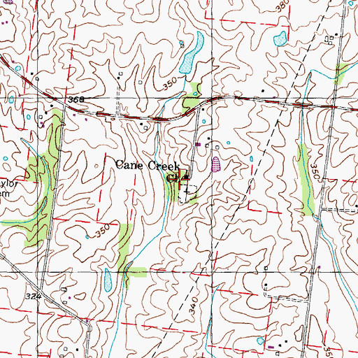 Topographic Map of Cane Creek Church, TN