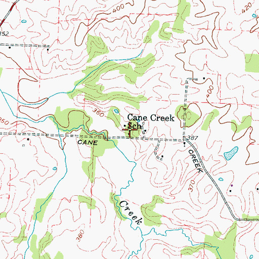 Topographic Map of Cane Creek School, TN