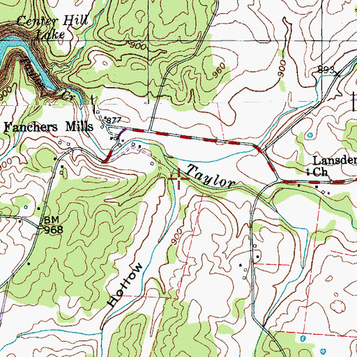 Topographic Map of Cane Hollow, TN
