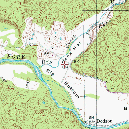 Topographic Map of Cane Hollow, TN