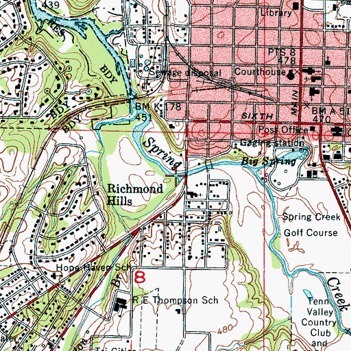 Topographic Map of Throckmorton Branch, AL