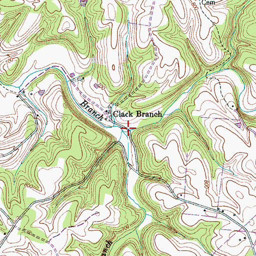Topographic Map of Caney Branch, TN