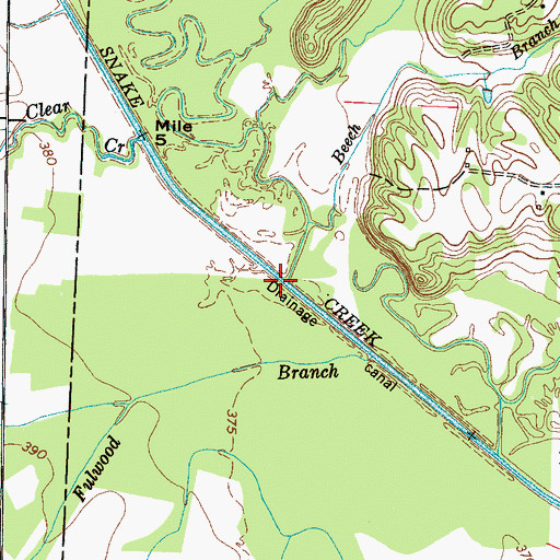 Topographic Map of Caney Branch, TN