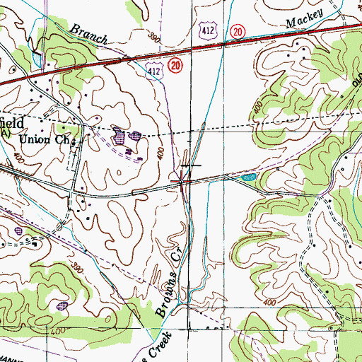 Topographic Map of Caney Branch, TN