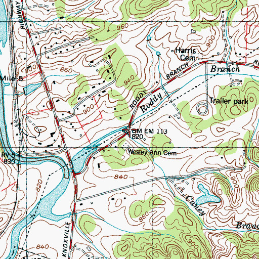 Topographic Map of Caney Branch, TN