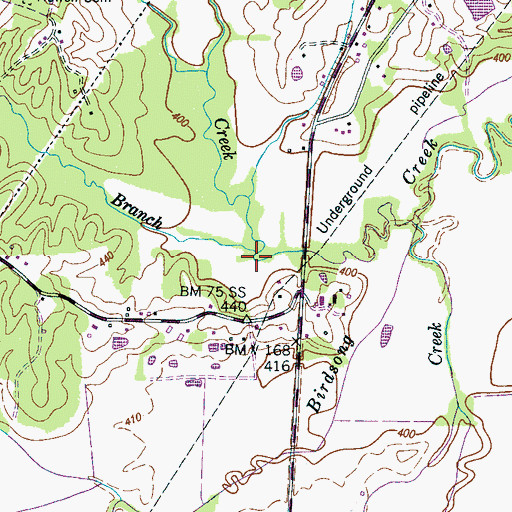 Topographic Map of Caney Branch, TN