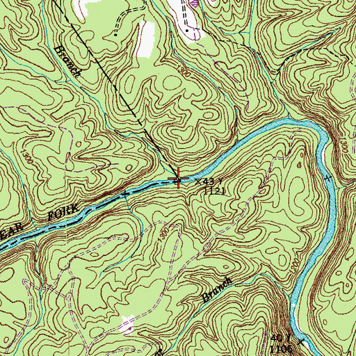 Topographic Map of Caney Branch, TN