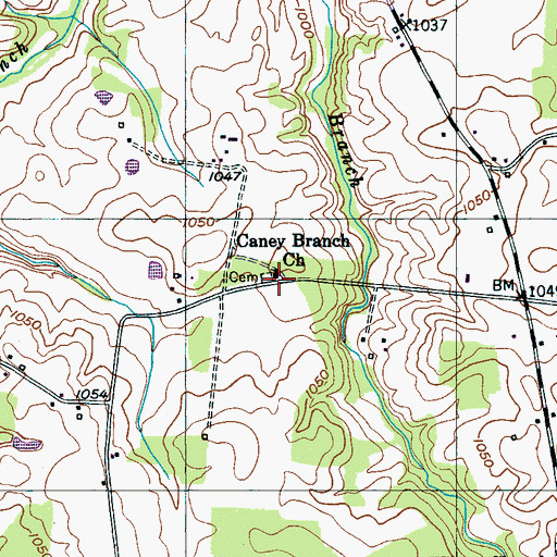 Topographic Map of Caney Branch Church, TN
