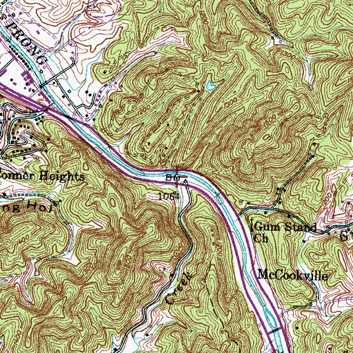 Topographic Map of Caney Creek, TN