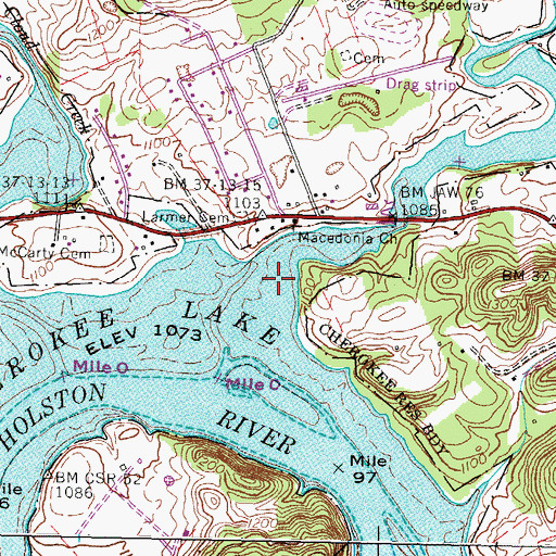 Topographic Map of Caney Creek, TN