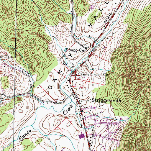 Topographic Map of Caney Creek Church, TN