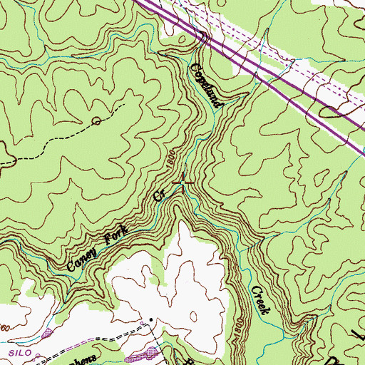 Topographic Map of Caney Fork Creek, TN