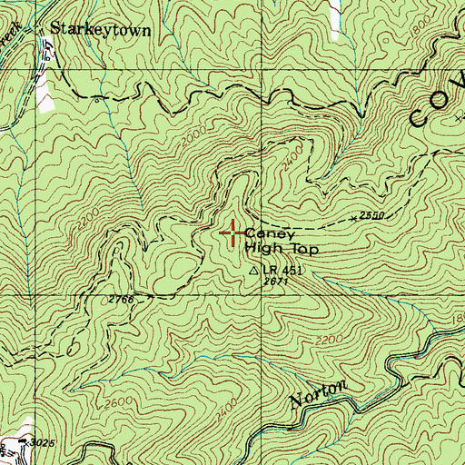 Topographic Map of Caney High Top, TN