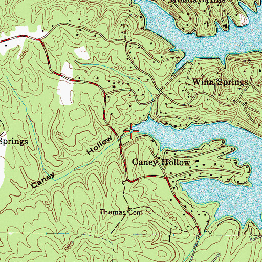 Topographic Map of Caney Hollow, TN