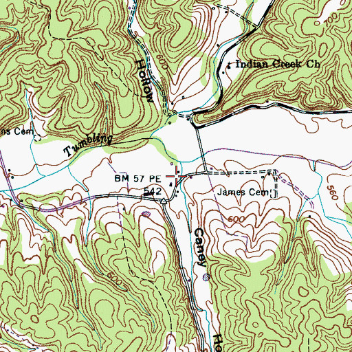 Topographic Map of Caney Hollow, TN