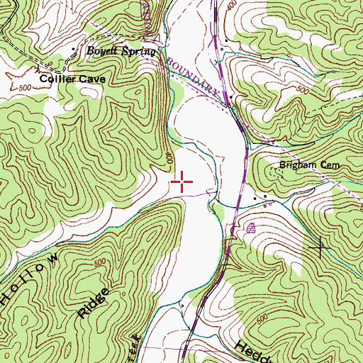 Topographic Map of Caney Hollow, TN
