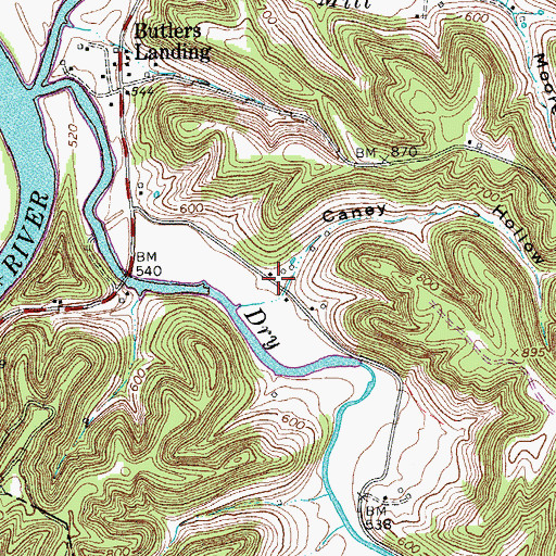 Topographic Map of Caney Hollow, TN