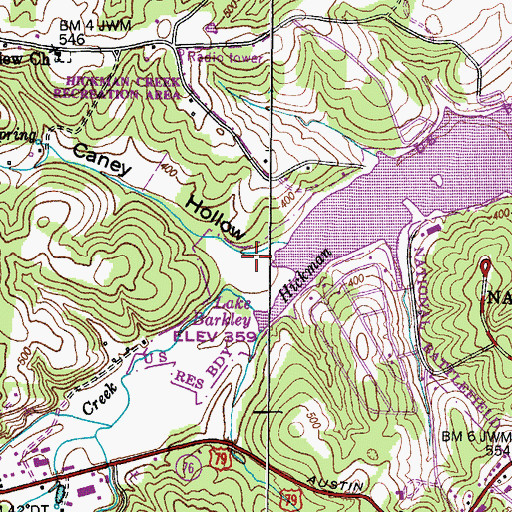 Topographic Map of Caney Hollow, TN