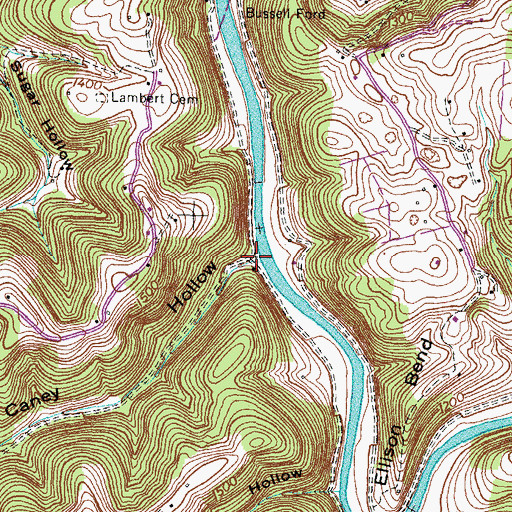 Topographic Map of Caney Hollow, TN