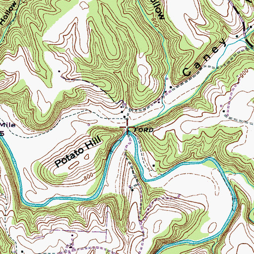 Topographic Map of Caney Hollow Creek, TN