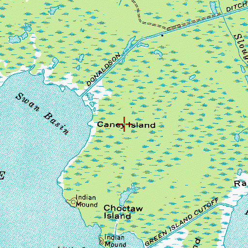 Topographic Map of Caney Island, TN