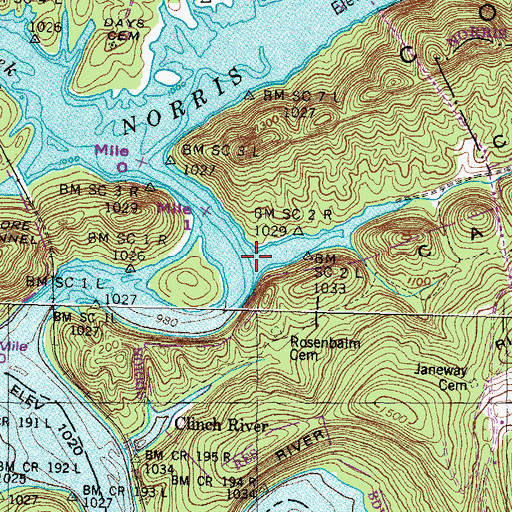 Topographic Map of Caney Valley, TN