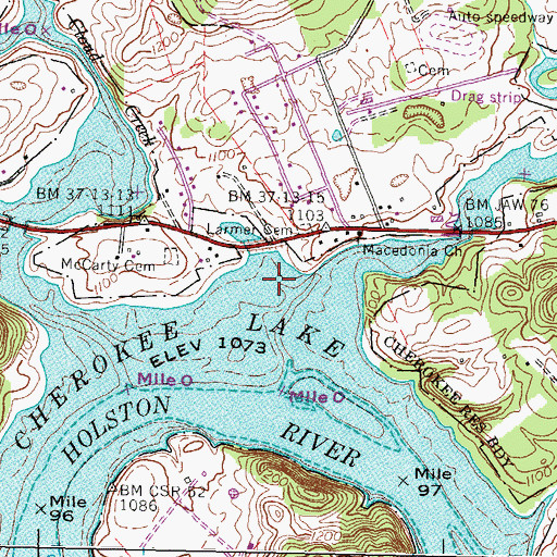 Topographic Map of Caney Valley, TN