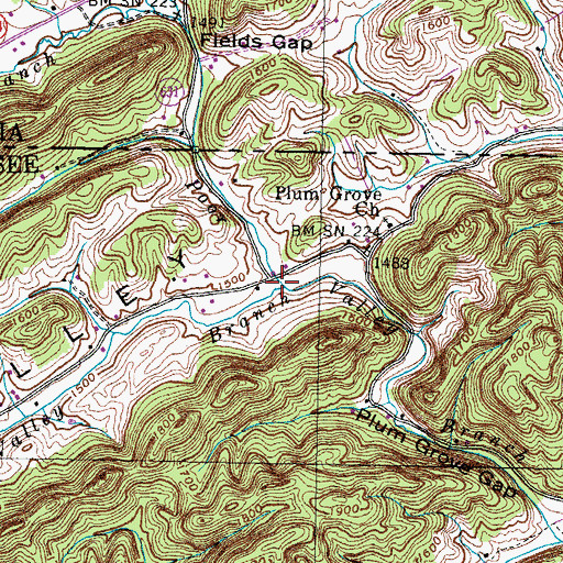 Topographic Map of Caney Valley Branch, TN