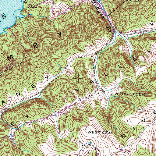 Topographic Map of Caney Valley Knobs, TN