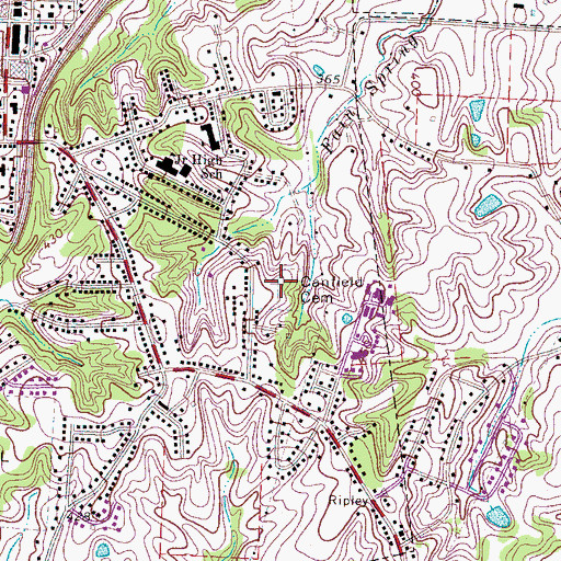 Topographic Map of Canfield Cemetery, TN
