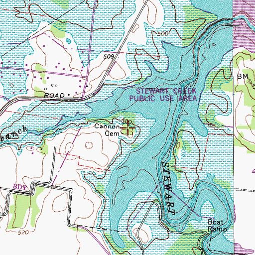 Topographic Map of Cannon Cemetery, TN