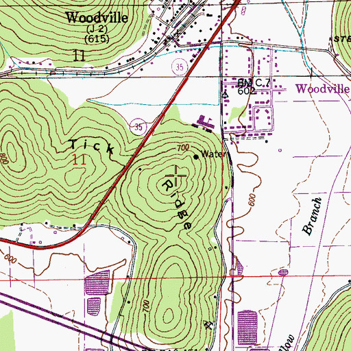 Topographic Map of Tick Ridge, AL