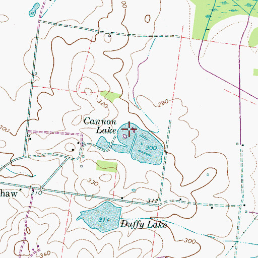 Topographic Map of Cannon Lake, TN