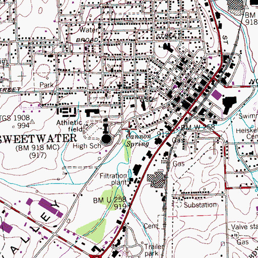 Topographic Map of Cannon Spring, TN